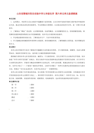 山东省聊城市阳谷实验中学九年级化学 第六单元单元备课教案
