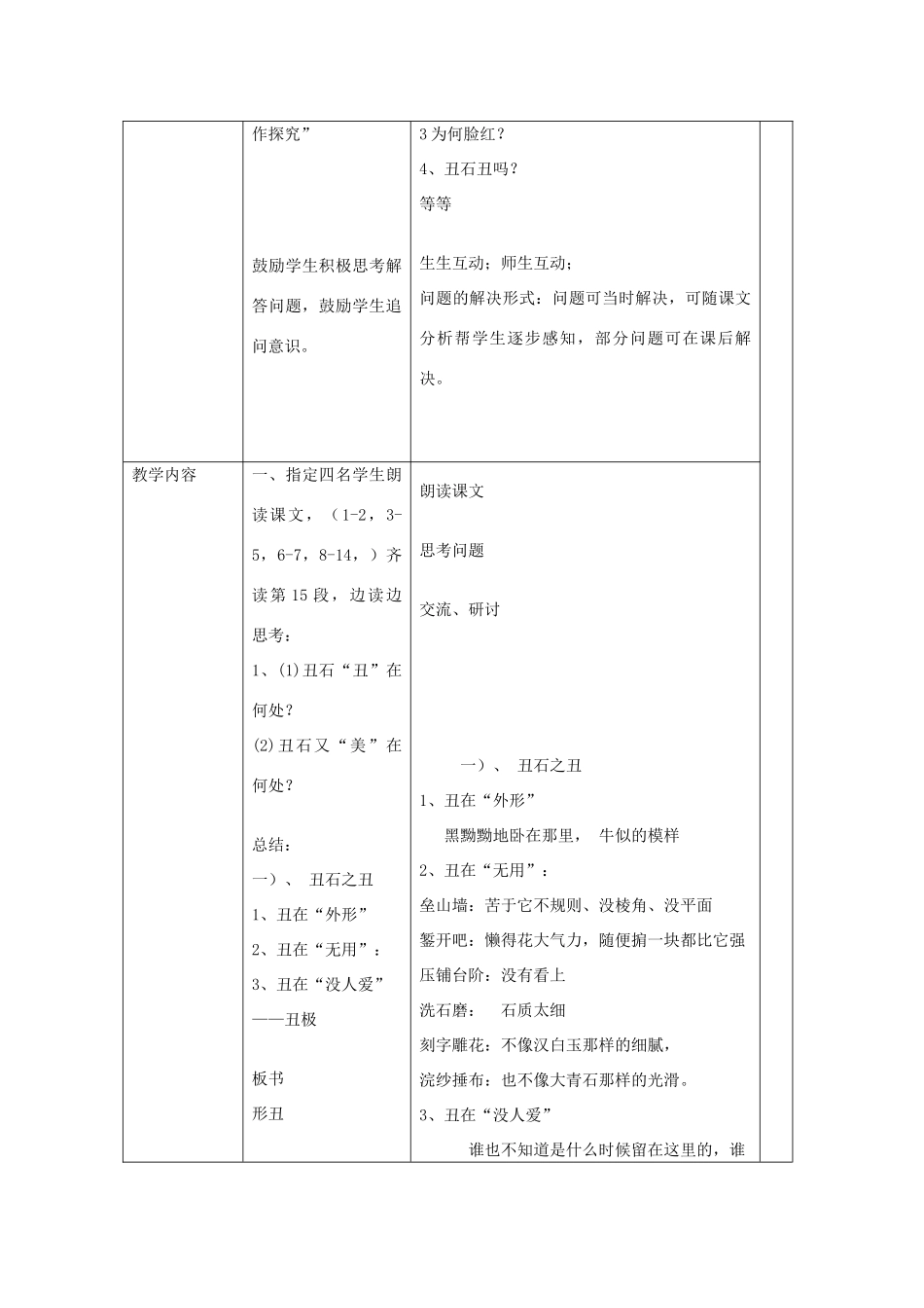 七年级语文下册 丑石教案 北京课改版_第2页