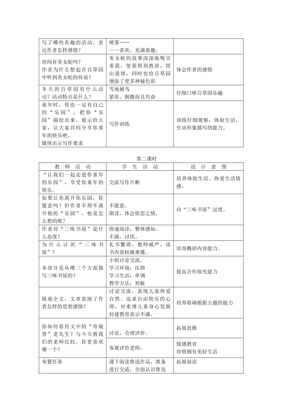 七年级语文下册从百草园到三味书屋教案人教版_第2页