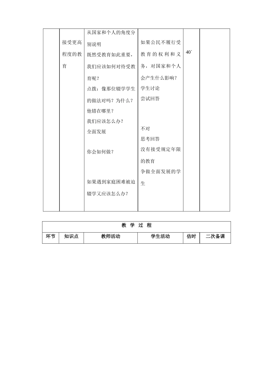 七年级思品上册 9受教育法律赋予的权利和义务一同步教案 鲁教版_第3页