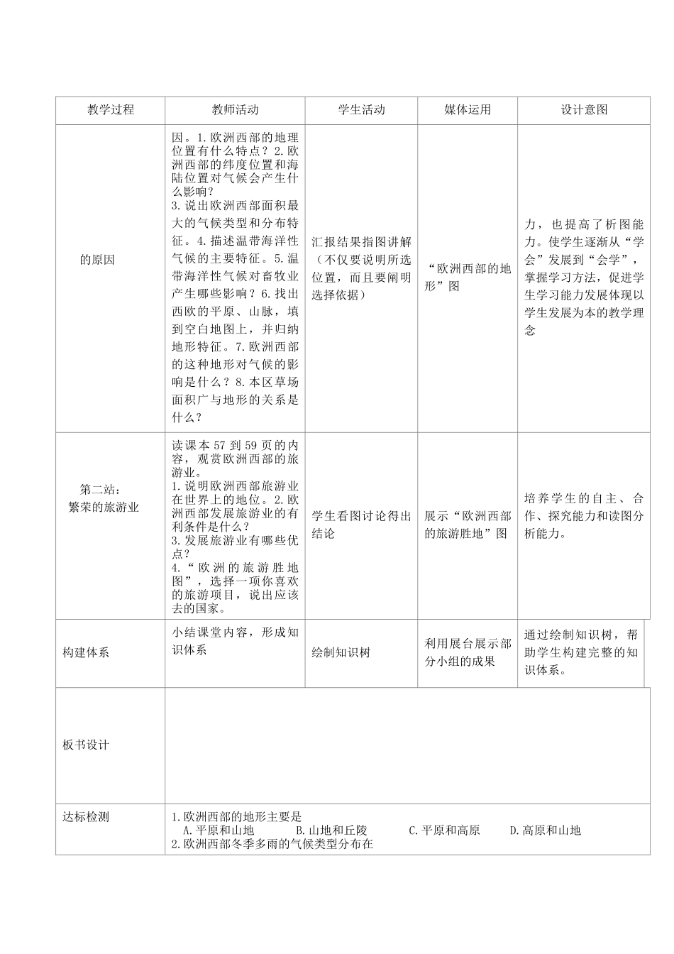 江苏省盐城市盐都县郭猛中学七年级地理下册 第八章 第二节 欧洲西部（第2课时）教学设计 （新版）新人教版_第3页