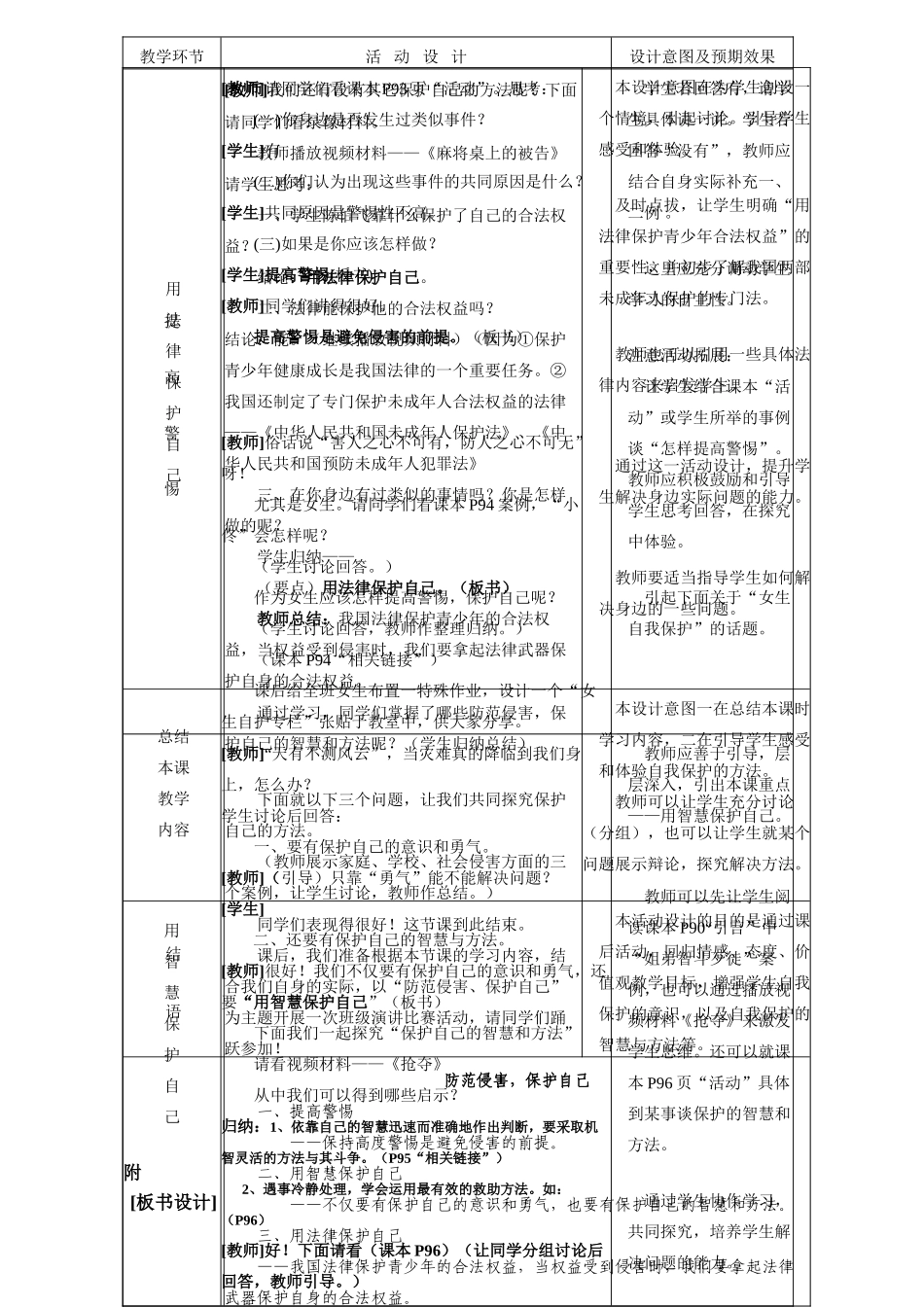 七年级思想品德上册 第九课《保护自我》第二框教学设计（新） 新人教版_第2页