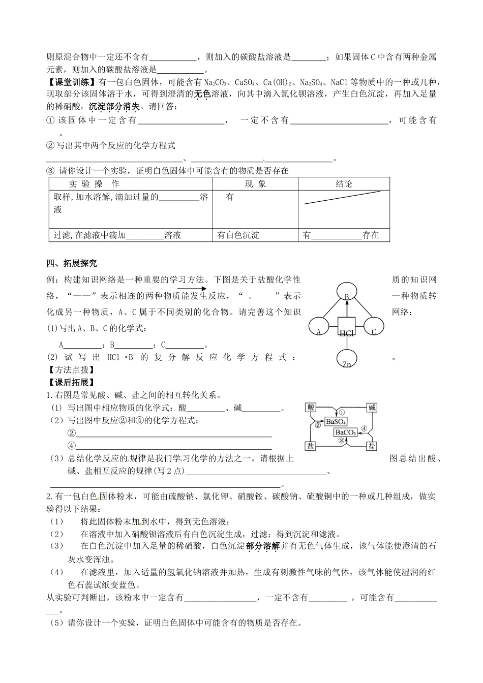 辽宁省丹东七中九年级化学 中考专题复习 专题4 酸碱盐二 人教新课标版_第3页