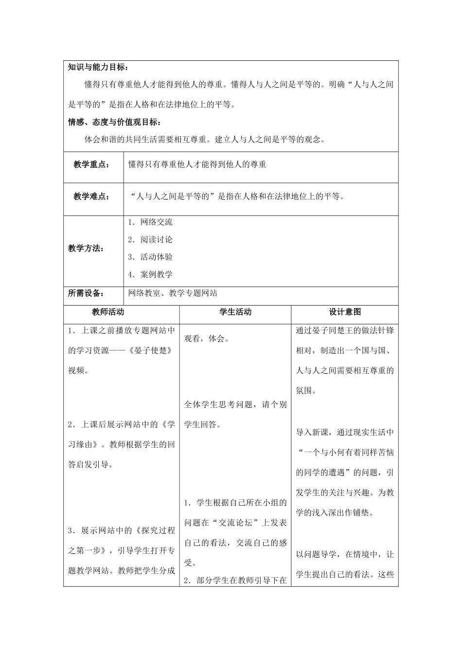 初中政治《受人尊重的奥秘》教学案_第2页
