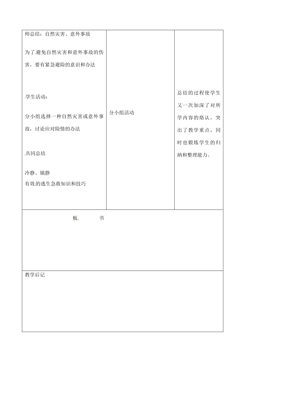 吉林省四平市第十七中学七年级政治上册 9.1 遇到险情有对策教案 新人教版_第2页