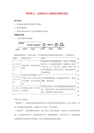 九年级历史下册 第四单元《战后主要资本主义国家的发展和变化》教案 鲁教版