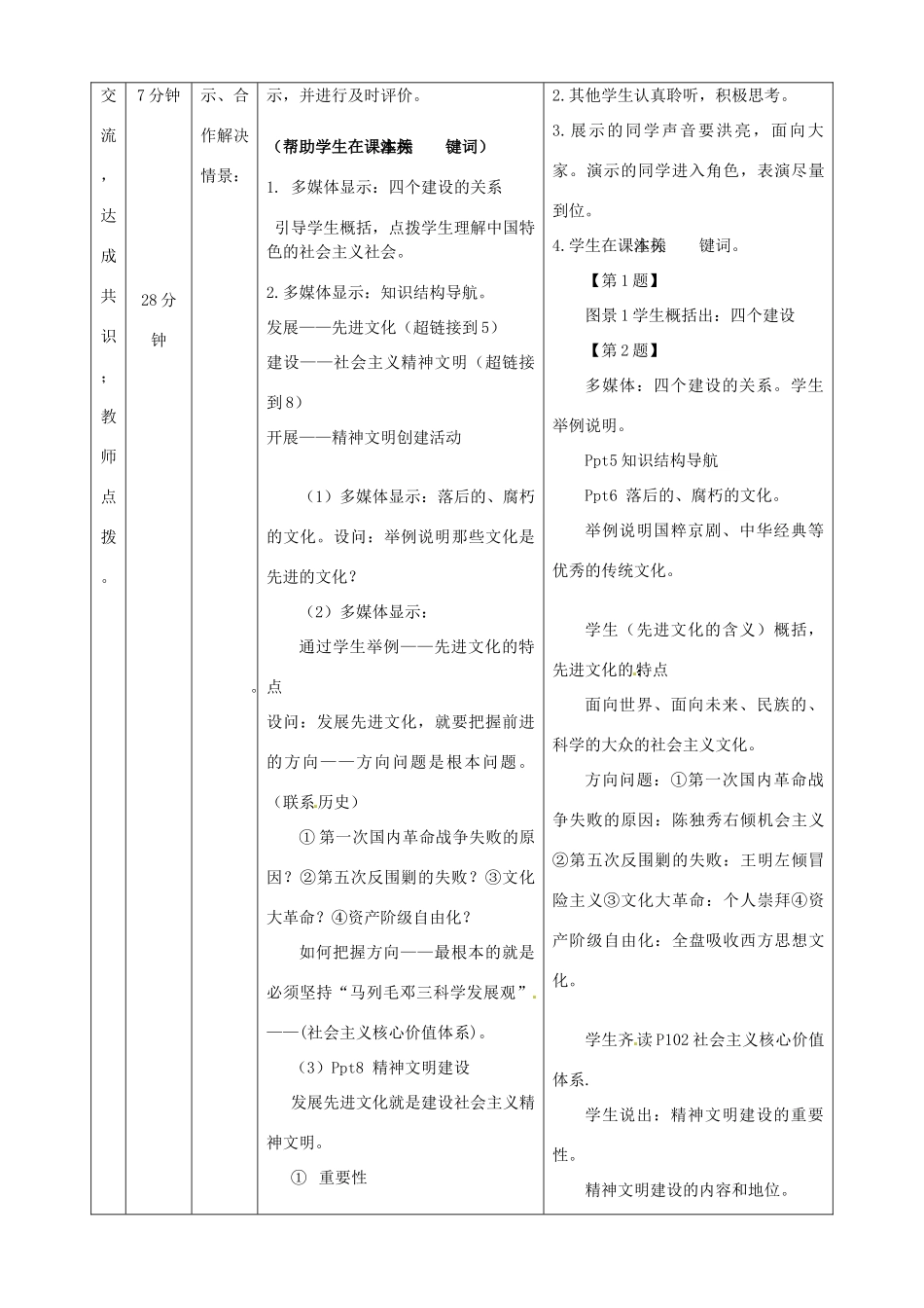 内蒙古鄂尔多斯市东胜区培正中学九年级政治全册 8.1 建设社会主义精神文明教学案 新人教版_第3页