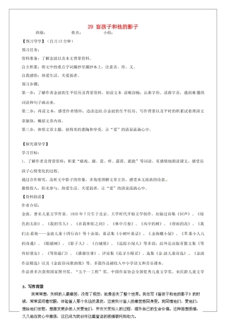 河南省淮阳县西城中学七年级语文上册 第六单元《29 盲孩子和他的影子》学案（无答案）（新版）新人教版