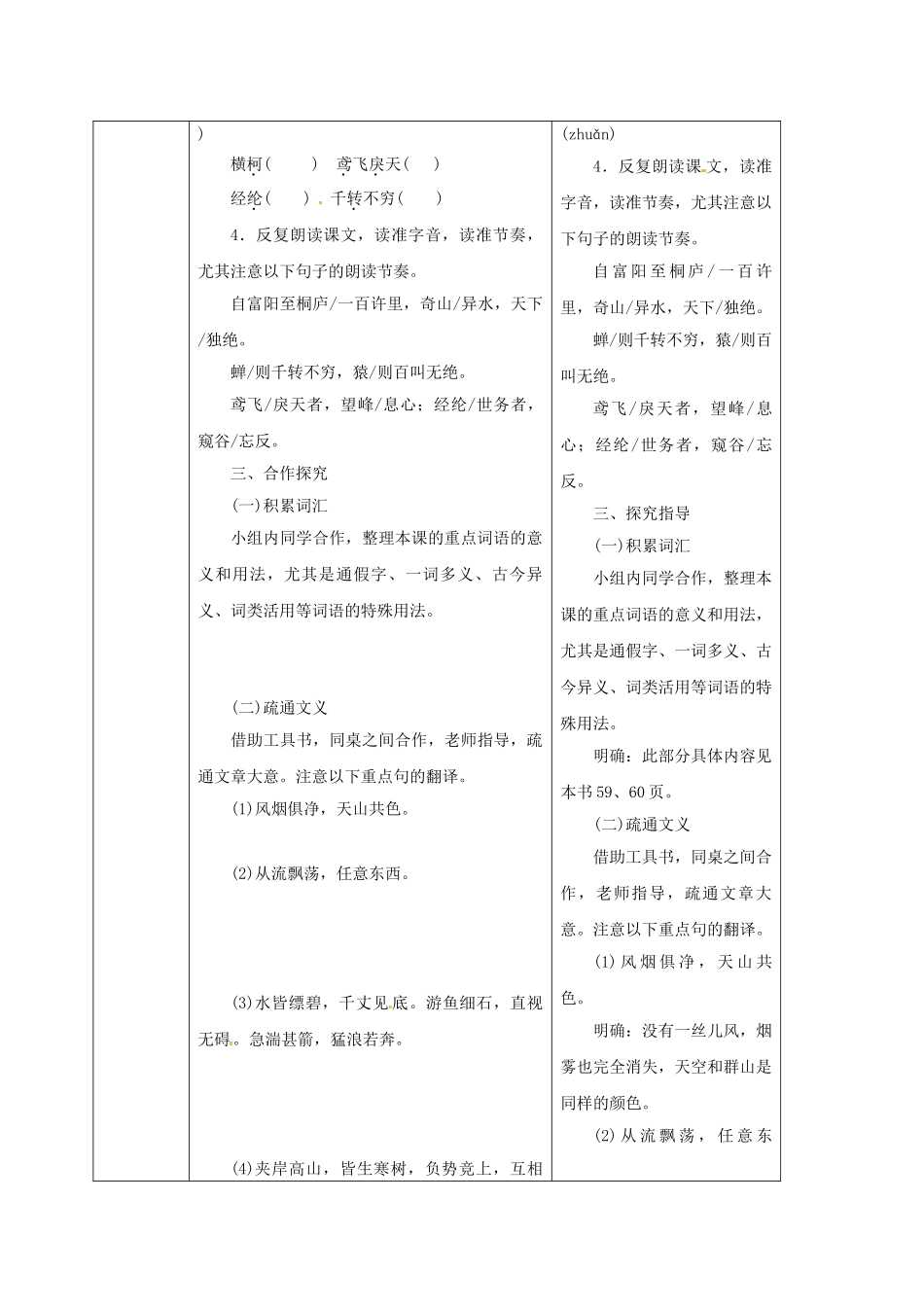 陕西省山阳县八年级语文下册 第五单元 21 与朱元思书学案1 （新版）新人教版-（新版）新人教版初中八年级下册语文学案_第2页