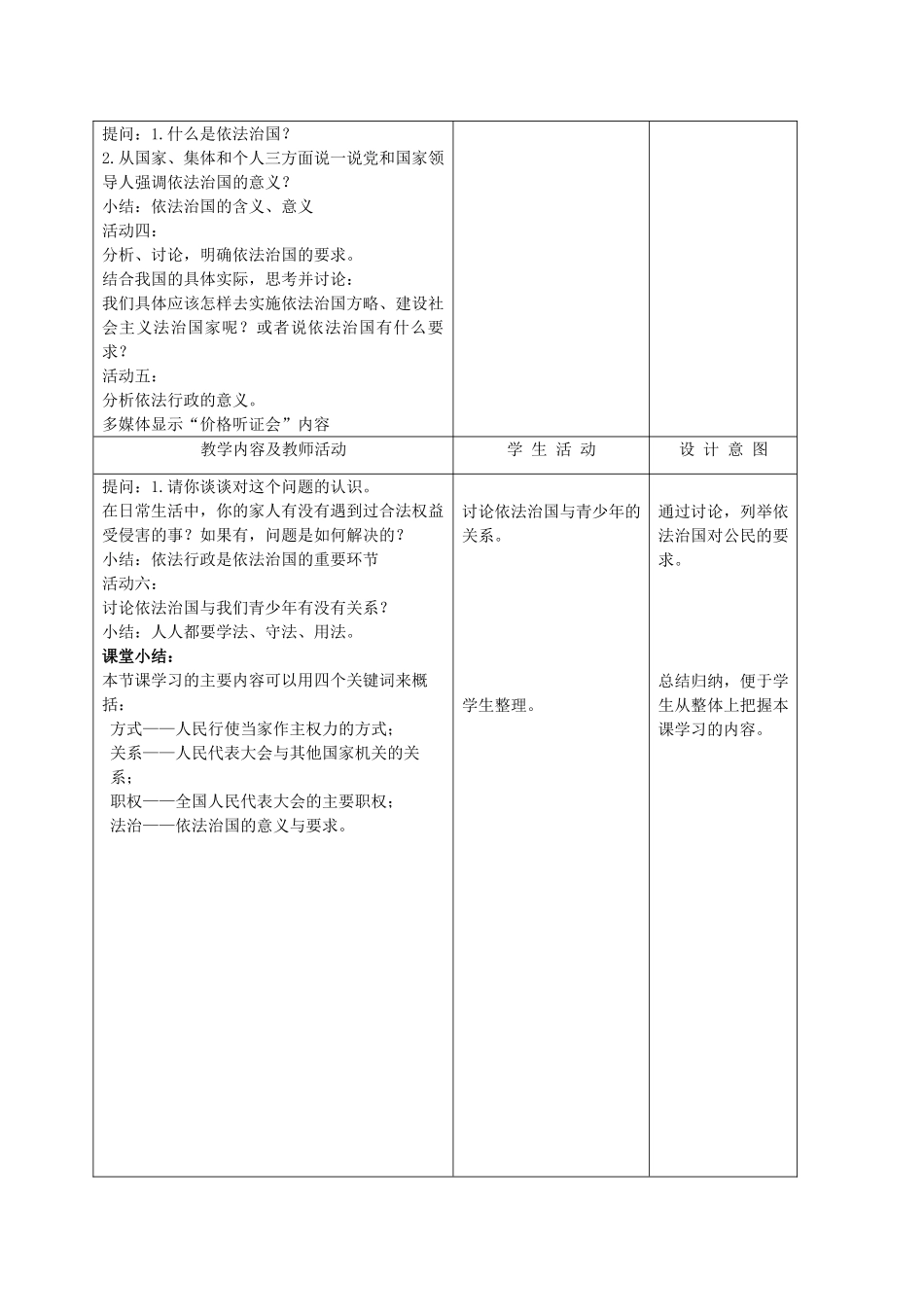 九年级政治 3.6.1人民当家作主的法治国家教案 鲁教版_第3页