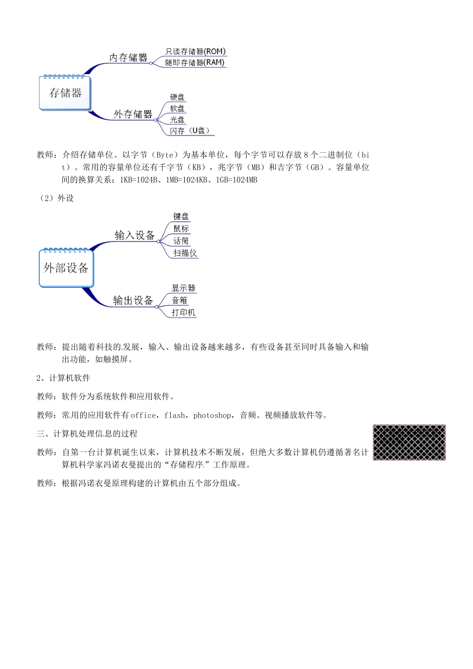 江苏省苏州市第二十六中学七年级信息技术 《21认识计算机》教案_第3页