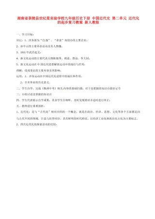 湖南省茶陵县世纪星实验学校九年级历史下册 中国近代史 第二单元 近代化的起步复习教案 新人教版