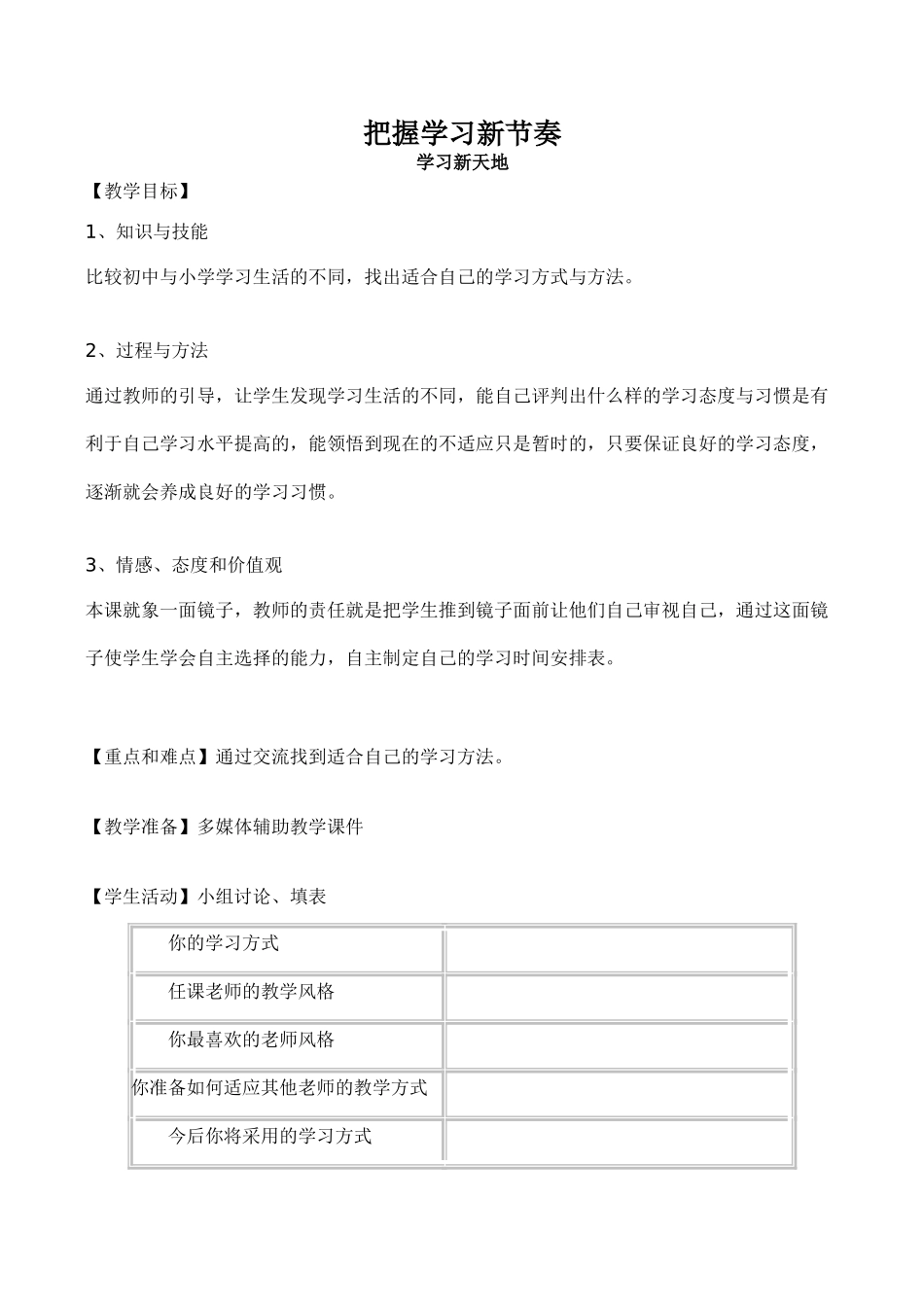 七年级政治把握学习新节奏 学习新天地新人教版_第1页