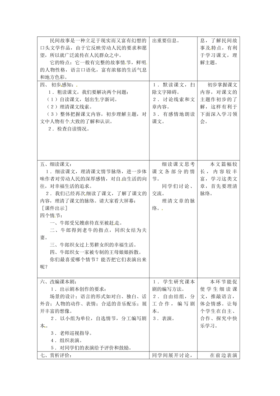 七年级语文上册 第4课《牛郎织女》教案 冀教版_第2页