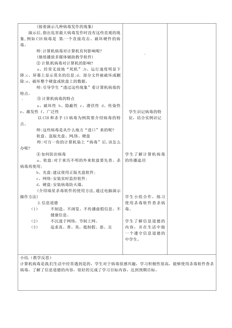 山东省郯城三中七年级信息技术《15 信息安全与信息道德》教案_第2页