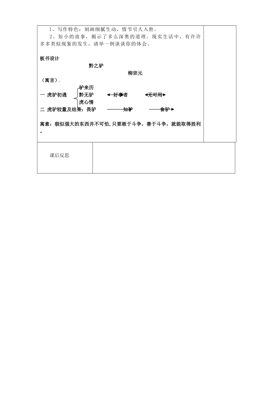 贵州省桐梓县第五中学七年级语文下册《黔之驴》教案 语文版_第3页