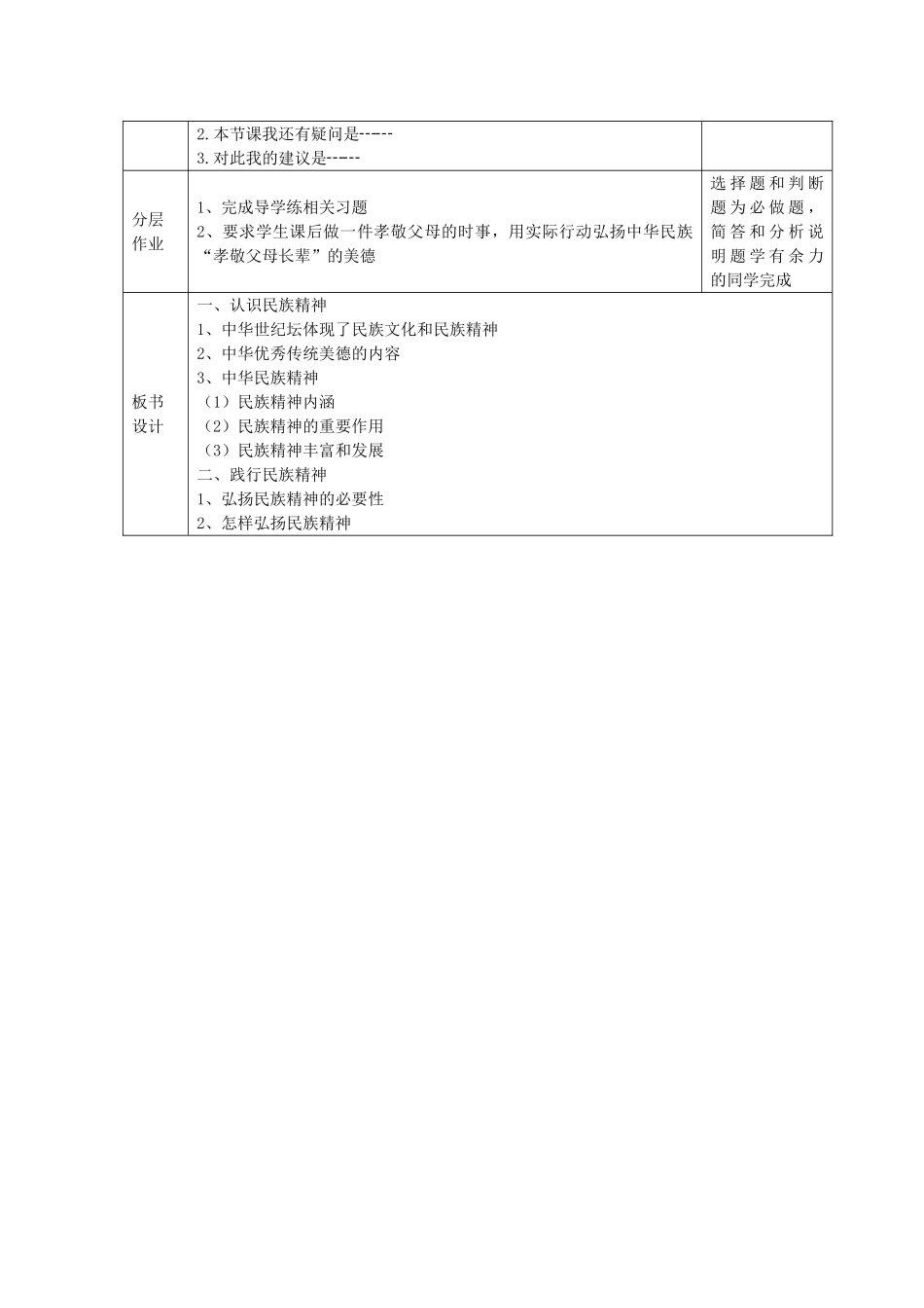 九年级政治全册 1.2.3 做中华民族精神弘扬者教案 苏教版-苏教版初中九年级全册政治教案_第3页