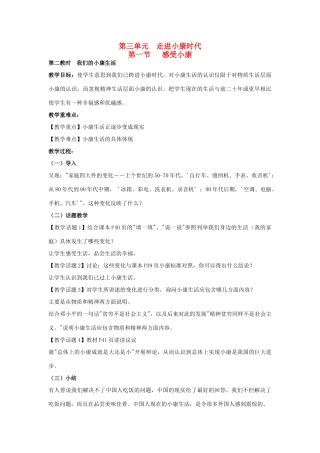 八年级政治下册《3.1 小康之路（第二课时）》教案 湘教版