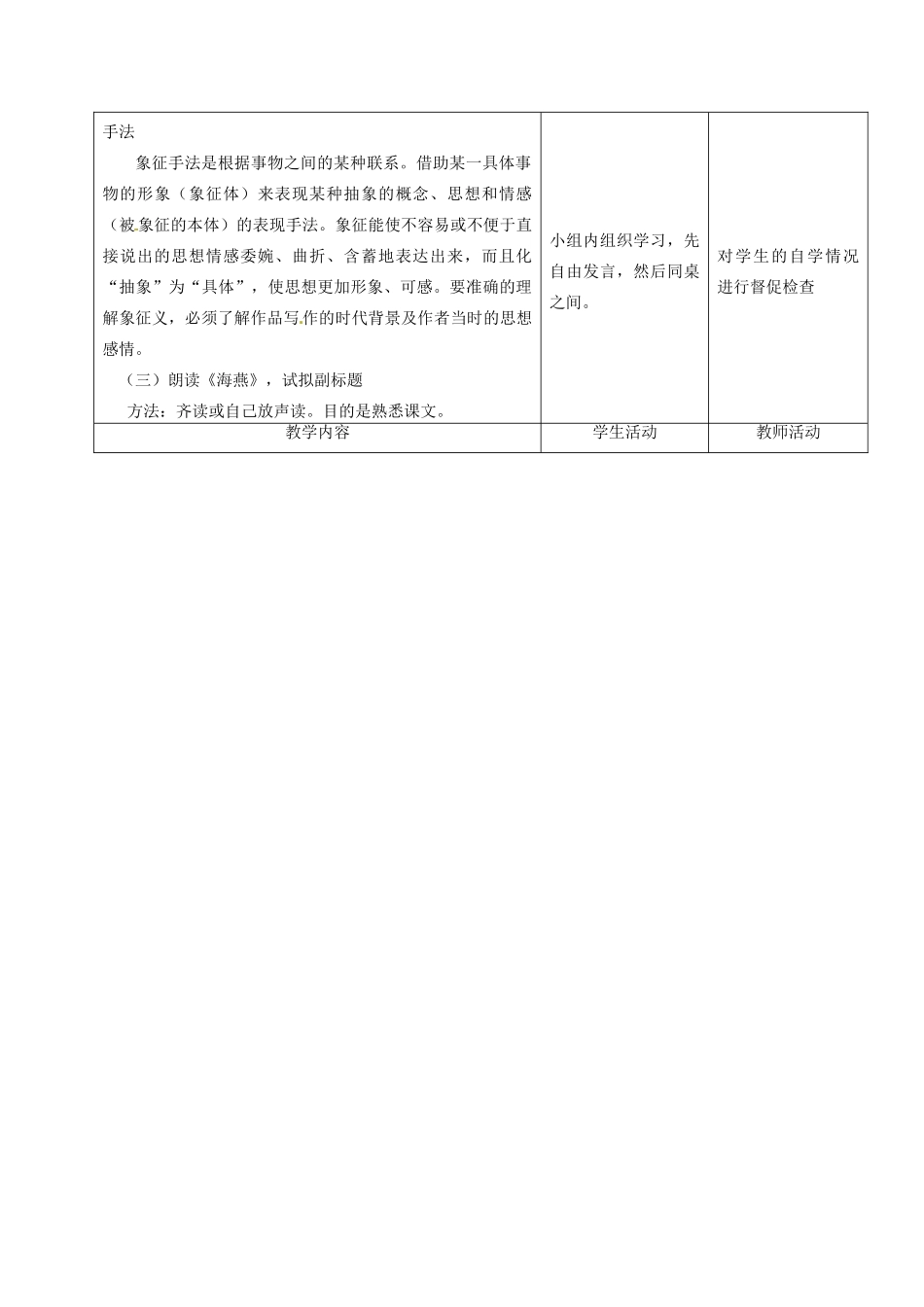 甘肃省酒泉市瓜州县第二中学七年级语文下册 第五单元 第六课《海燕》第一课时教案 北师大版_第2页