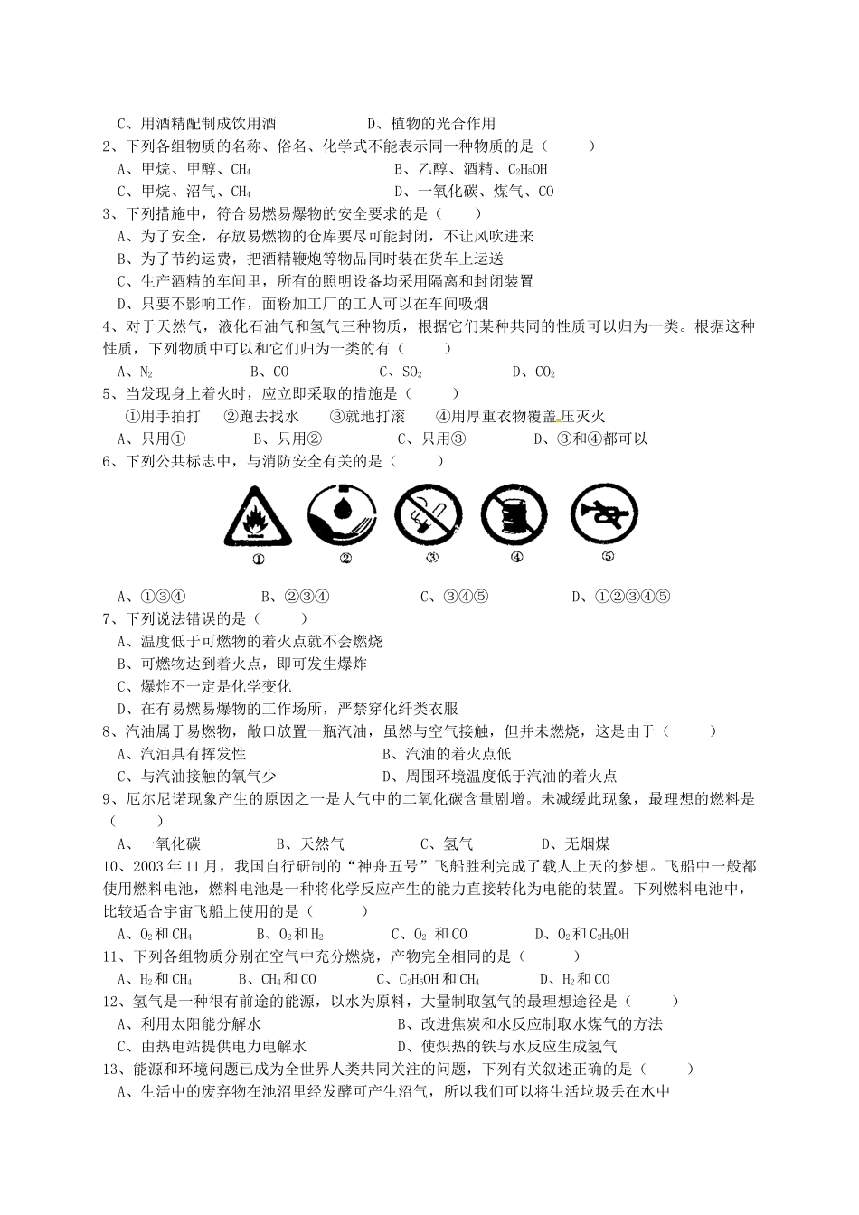 山东省惠州市惠东县梁化中学九年级化学上册 7 燃料及其利用复习教案 新人教版_第2页