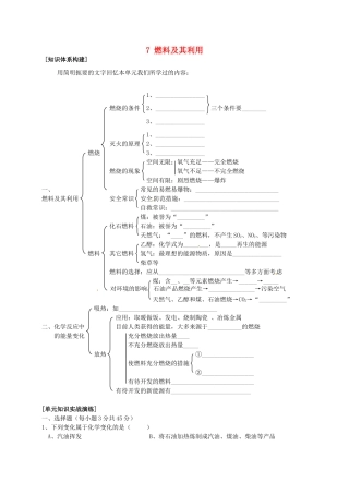 山东省惠州市惠东县梁化中学九年级化学上册 7 燃料及其利用复习教案 新人教版