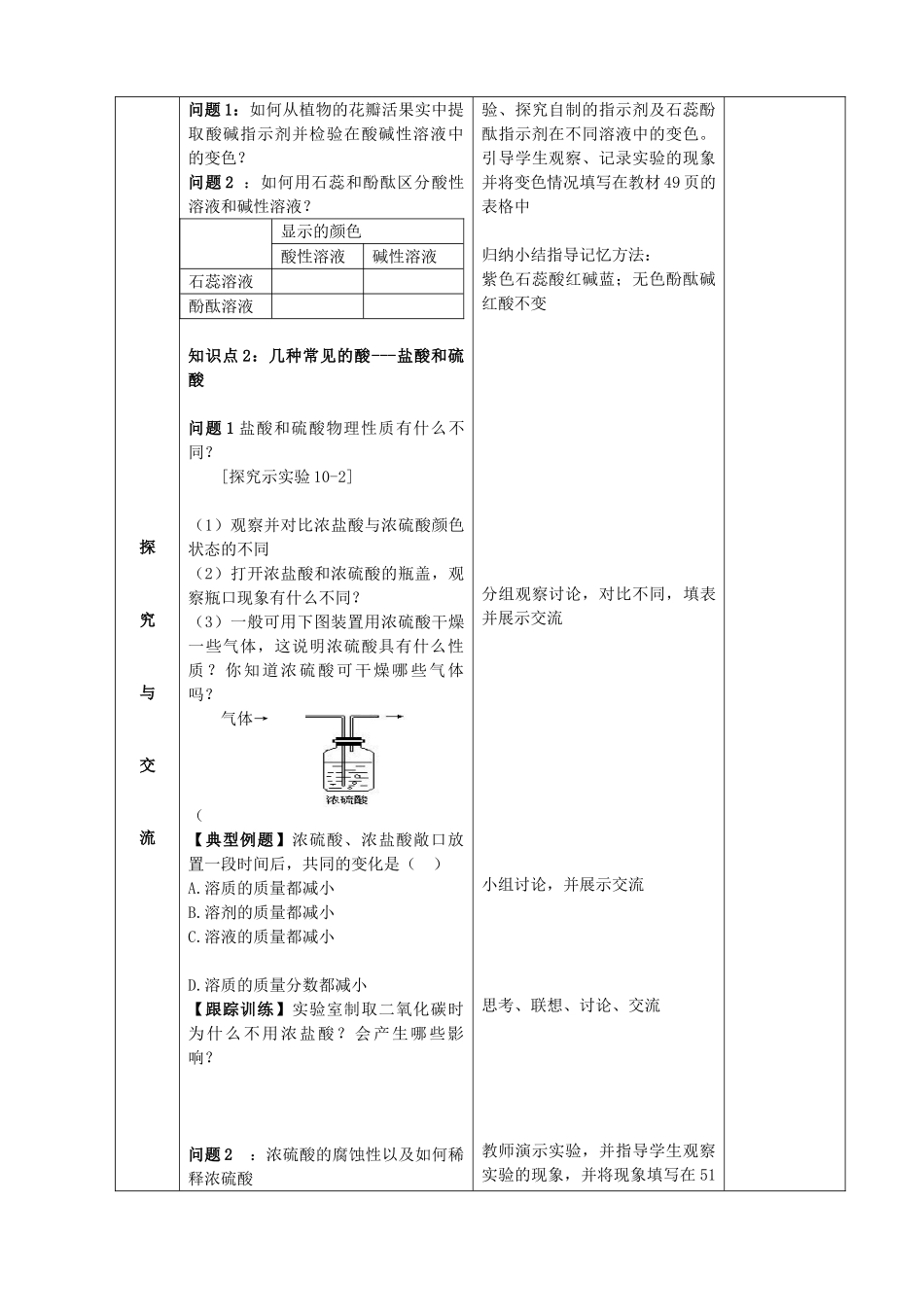 九年级化学下册 10.1 常见的酸和碱（1）精品教案 新人教版_第2页