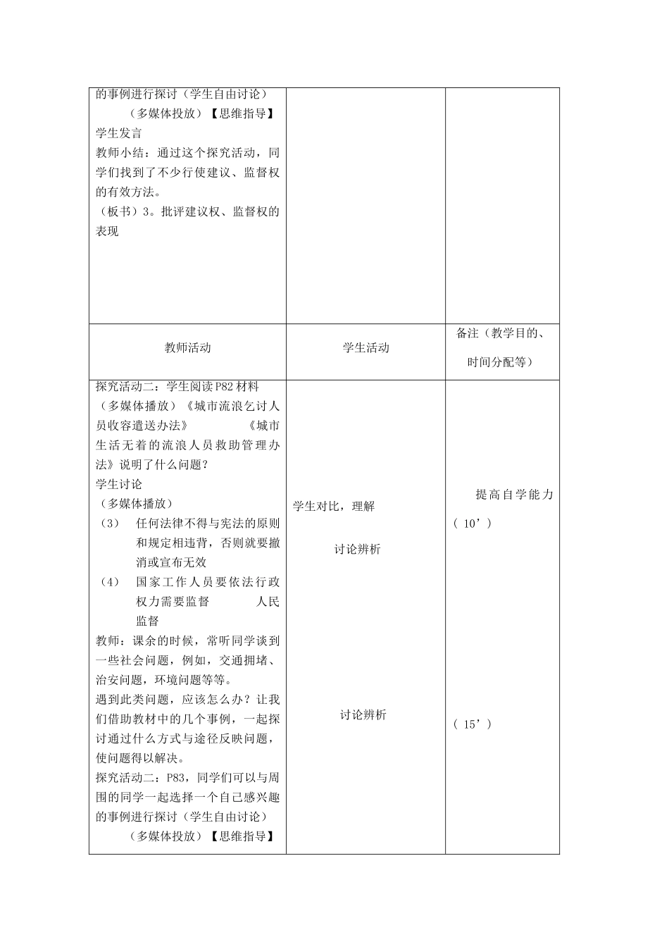 吉林省四平市第十七中学九年级政治全册《第六课 第三框 依法行使权利》教案 新人教版_第3页