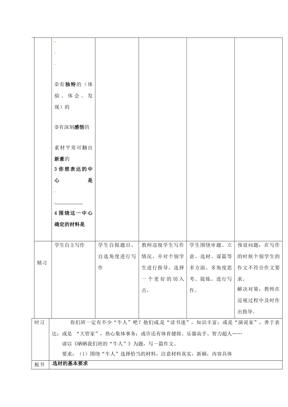 （秋季版）吉林省通化市七年级语文下册 第四单元 作文指导《怎样选材》导学案2 新人教版-新人教版初中七年级下册语文学案_第2页