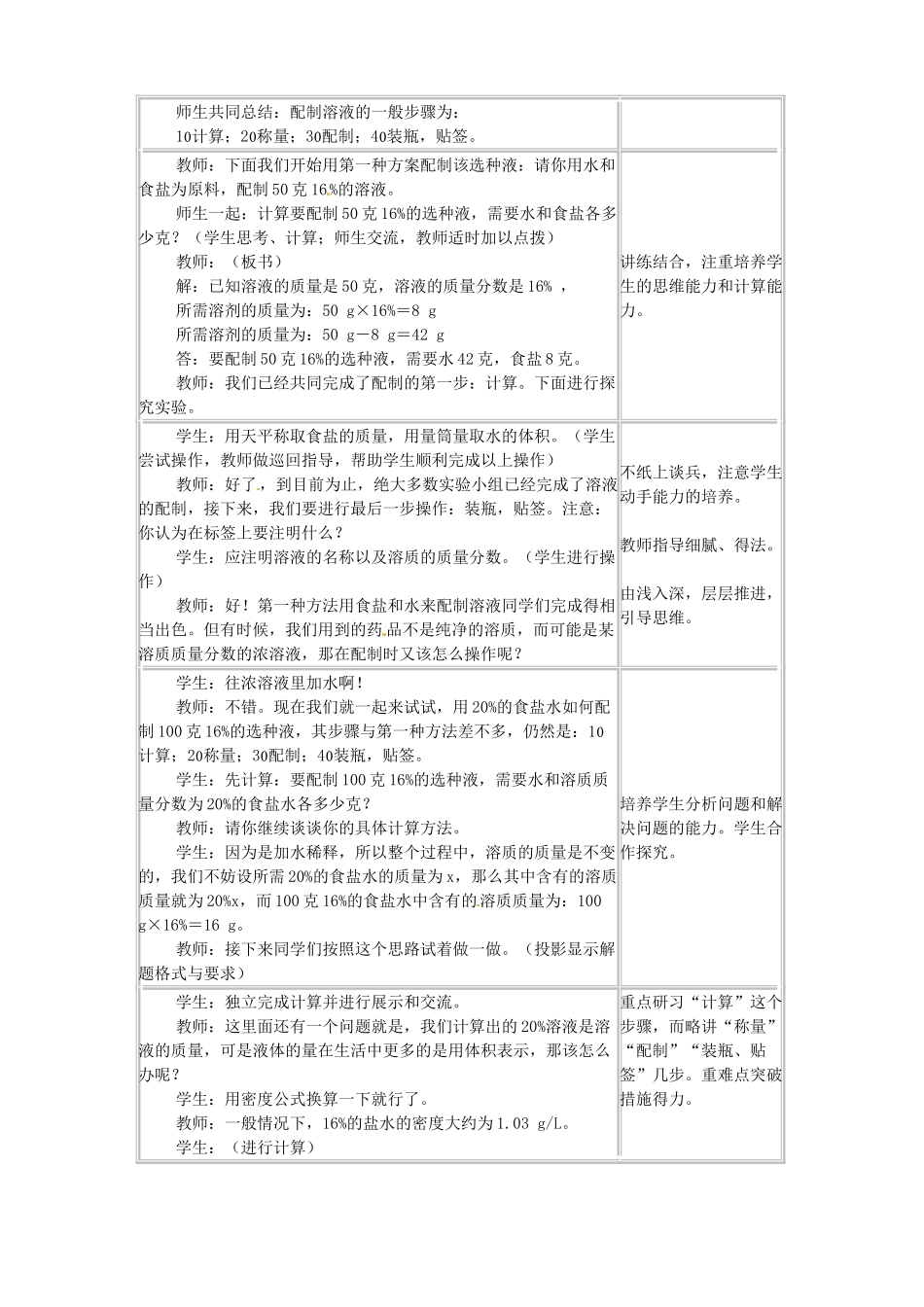 江苏省宜兴市培源中学九年级化学下册 第九单元 课题3 溶质的质量分数（第二课时）教案 新人教版_第2页