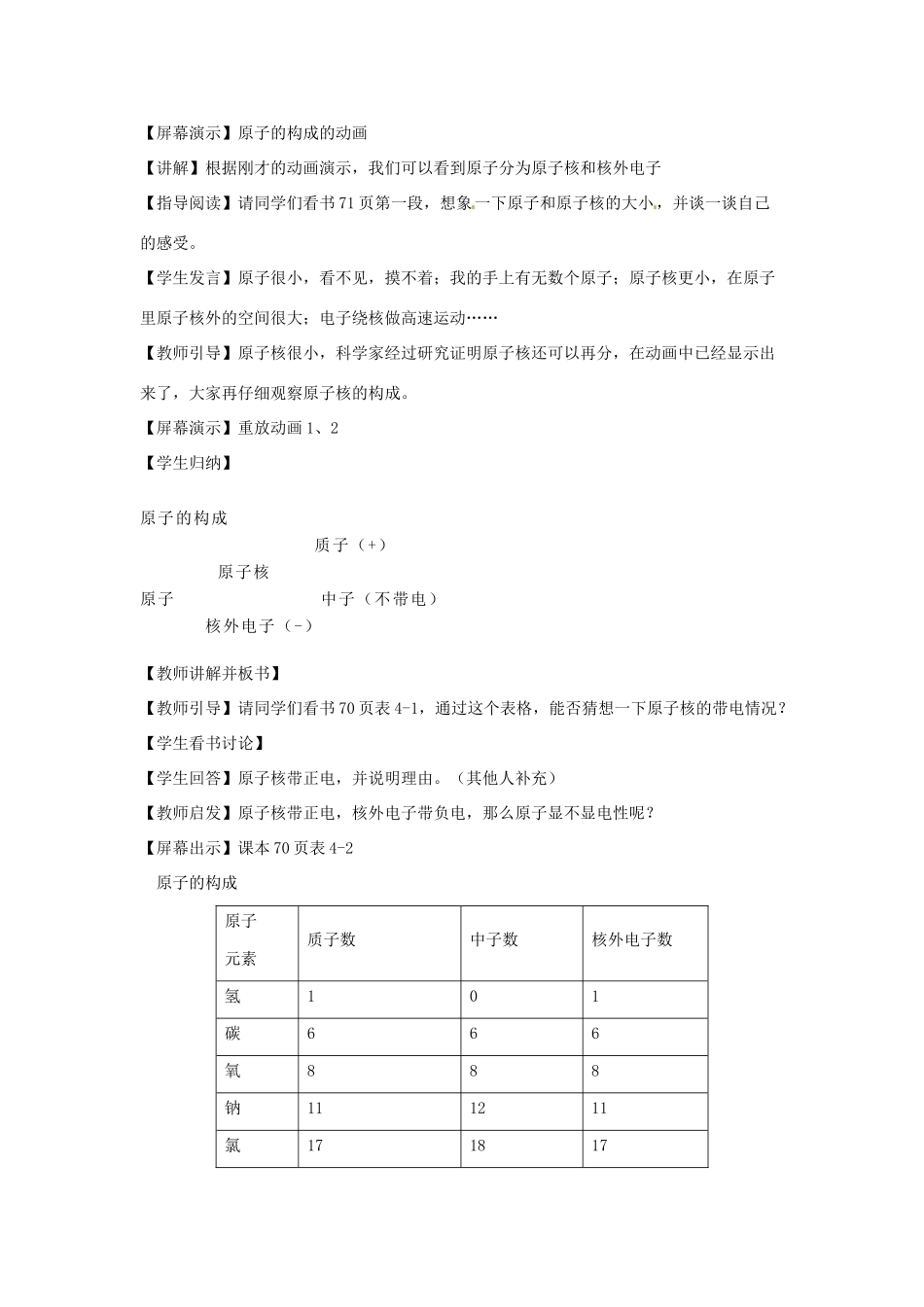 辽宁省丹东七中九年级化学上册《4.1 原子的构成》教案 人教新课标版_第2页