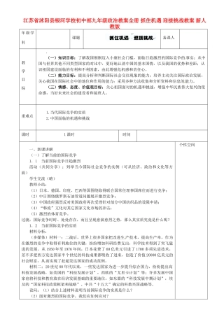 江苏省沭阳县银河学校初中部九年级政治教案全册 抓住机遇 迎接挑战教案 新人教版
