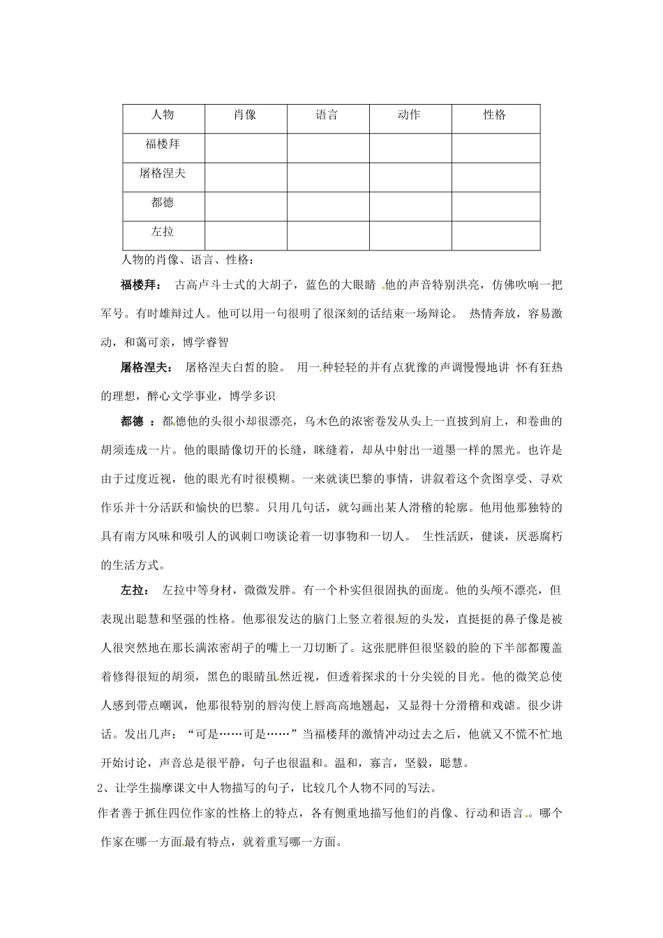 河南省汝州市王寨乡第二初级中学七年级语文下册 14 福楼拜家的星期天教案 新人教版_第2页