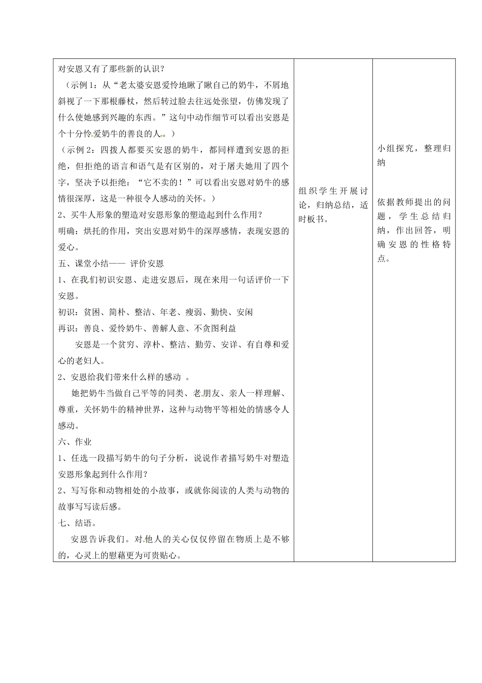 七年级语文上册 第3课《安恩和奶》教案 苏教版-苏教版初中七年级上册语文教案_第3页