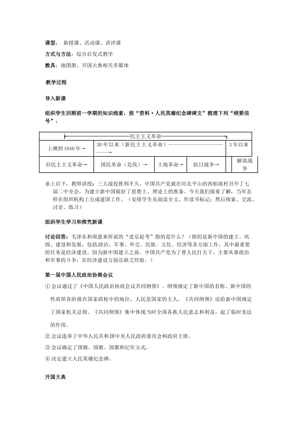 四川省宜宾县复龙初级中学八年级历史下册 第一学习主题 中华人民共和国的成立和巩固 第1课 中国人民站起来了教案 川教版_第2页
