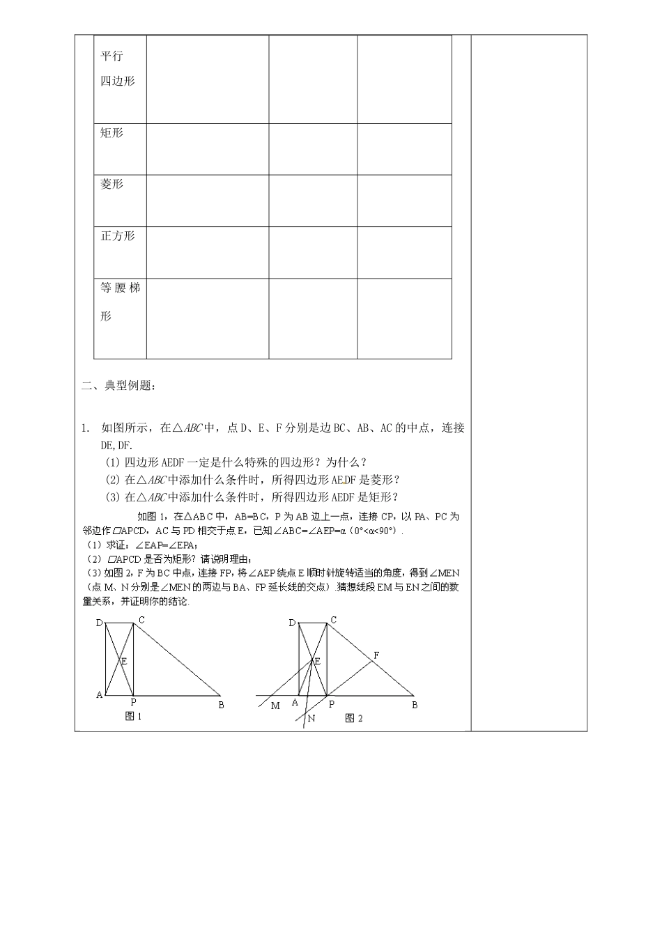 河北省滦南县青坨营中学八年级数学下册《四种特殊四边形的命题与证明》导学案（无答案） 冀教版_第2页