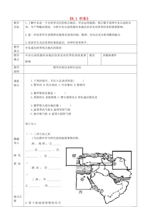 辽宁省抚顺市第二十六中学七年级地理下册《8.1 中东》教学案1 新人教版