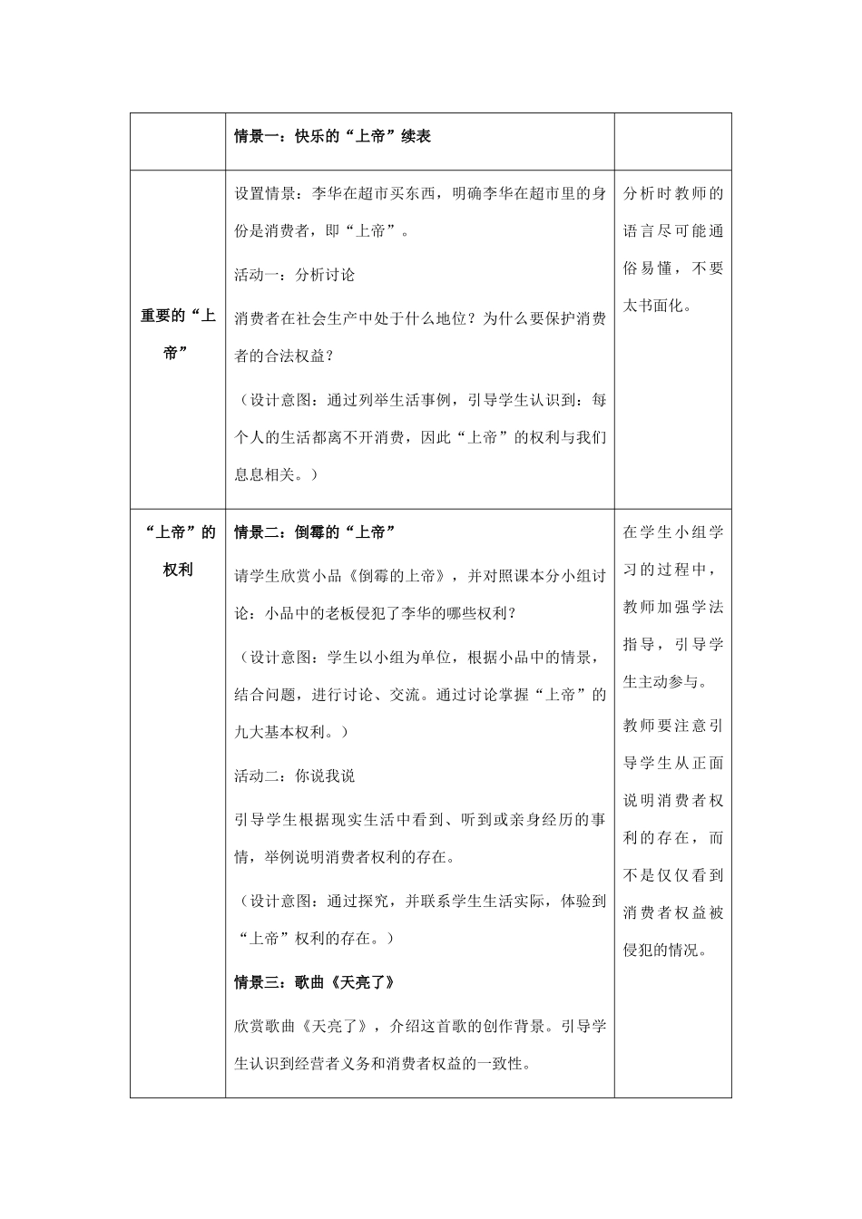 八年级政治下册 我们享有“上帝”的权利教学设计 人教新课标版_第2页
