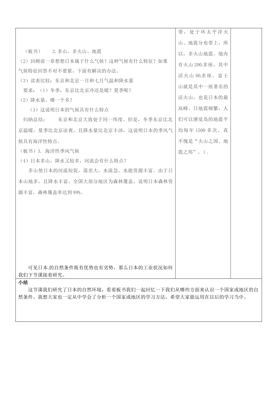 山东省郯城县第三初级中学中考地理《日本1》复习教案 新人教版_第3页