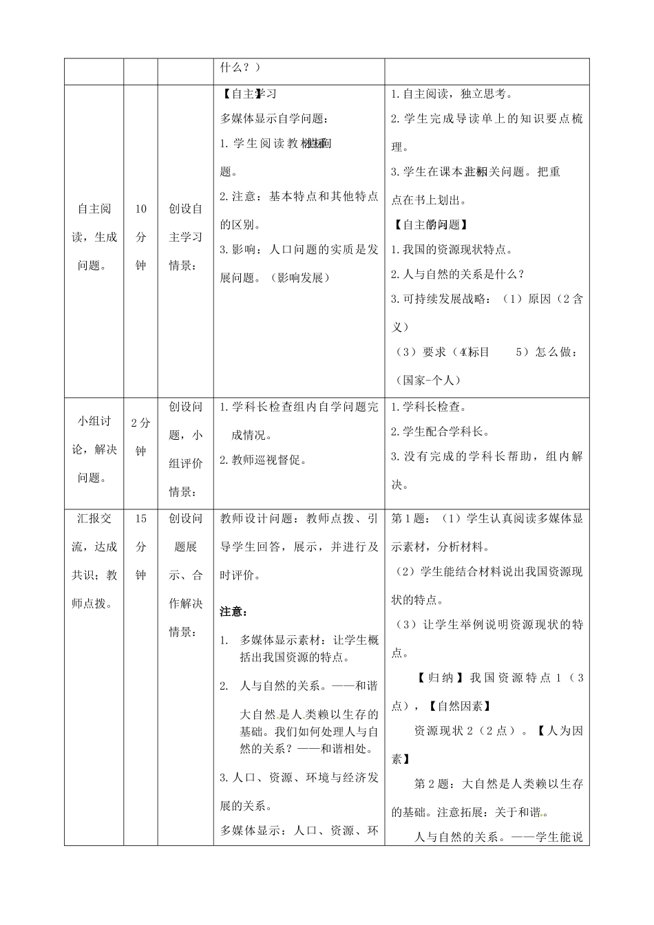内蒙古鄂尔多斯市东胜区培正中学九年级政治全册 4.3《实施可持续发展战略》教学案例 新人教版_第2页