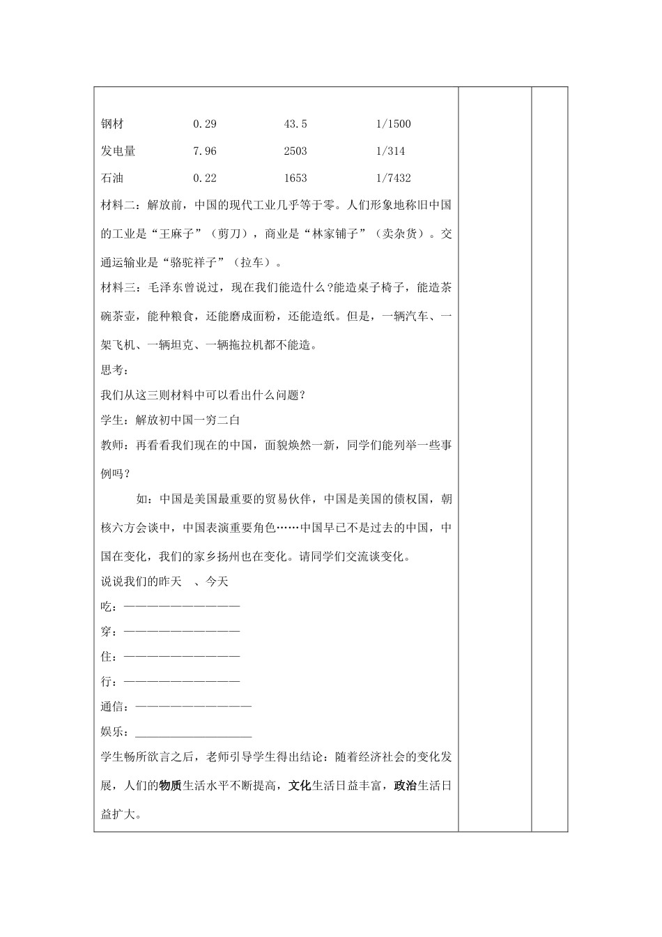九年级政治全册 1.1.1 感受社会变化教案 苏教版-苏教版初中九年级全册政治教案_第2页