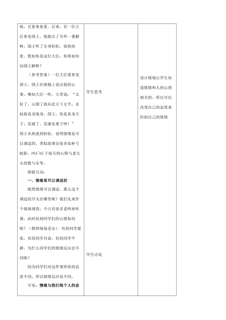吉林省四平市第十七中学七年级政治上册 6.2 学会调控情绪教案 新人教版_第2页