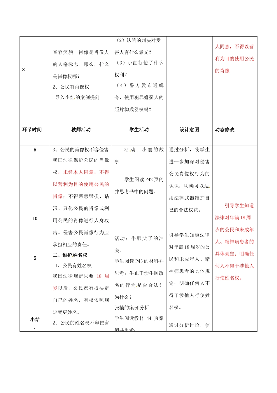 吉林省双辽市八年级政治下册 第二单元 我们的人身权利 第四课 维护我们的人格尊严 第2框 肖像和姓名中的权利教案 新人教版-新人教版初中八年级下册政治教案_第2页
