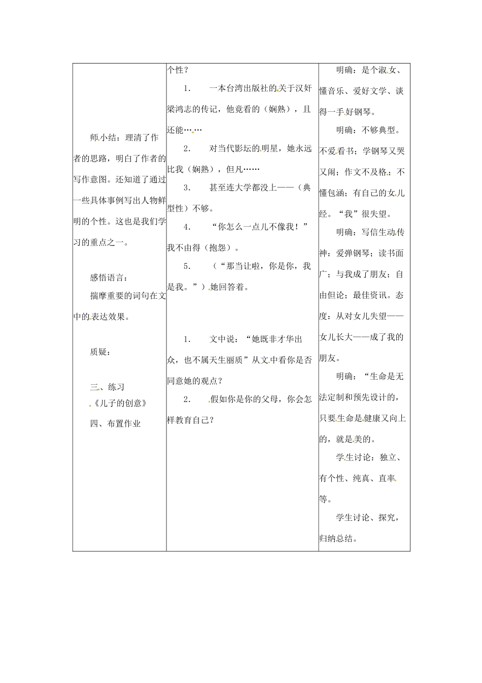 七年级语文下册 第9课《我家有女初长成》教案 北京课改版-北京课改版初中七年级下册语文教案_第2页