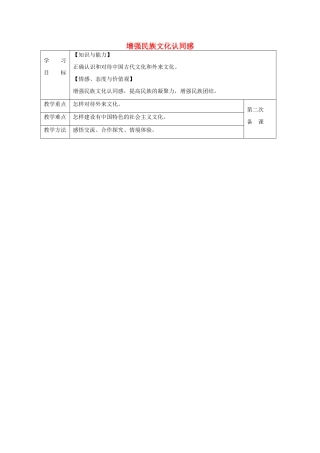 九年级政治全册 1.2.2 增强民族文化认同感教案 苏教版-苏教版初中九年级全册政治教案