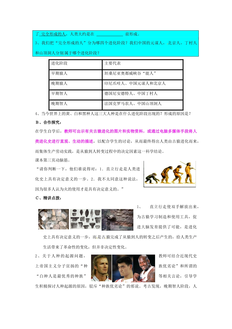 山东省枣庄市峄城区吴林街道中学九年级历史上册《人类的形成》教案 新人教版_第2页