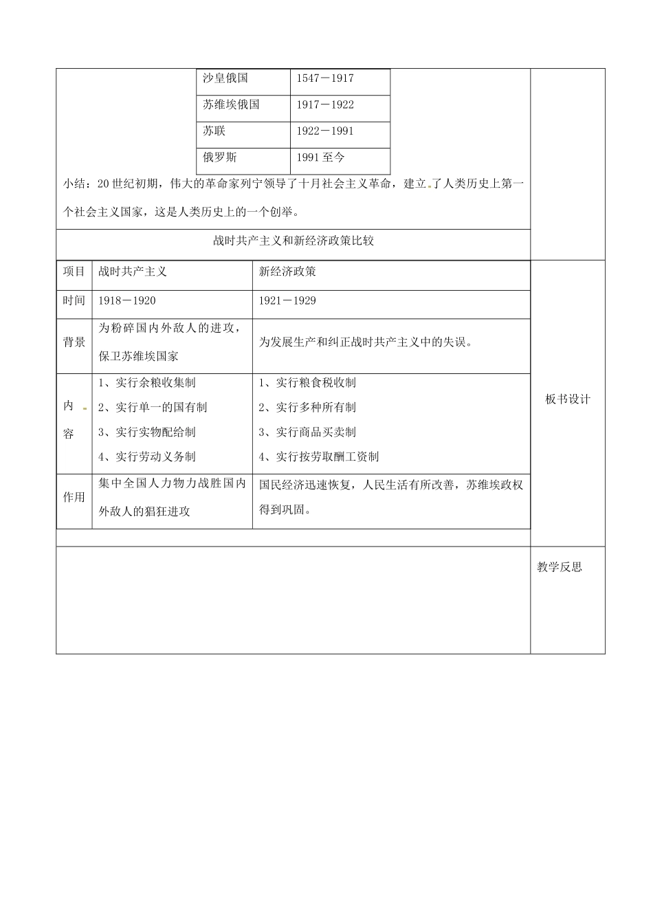 江苏省沭阳县银河学校初中部九年级历史下册 列宁领导的社会主义革命与建设教案 新人教版_第3页