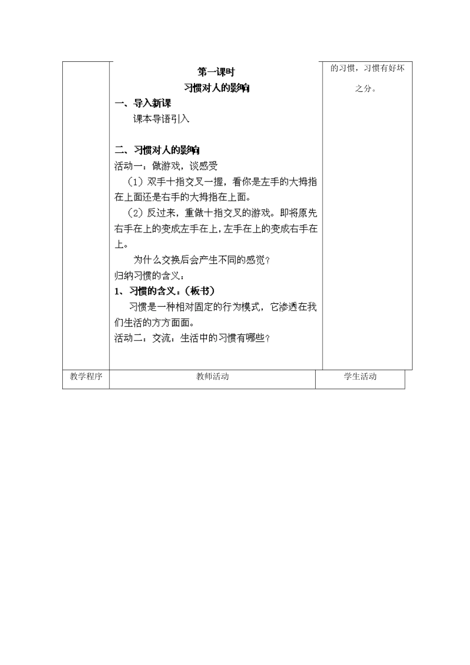江苏省扬州市江都区双沟中学八年级政治上册 习惯教案 苏教版_第2页