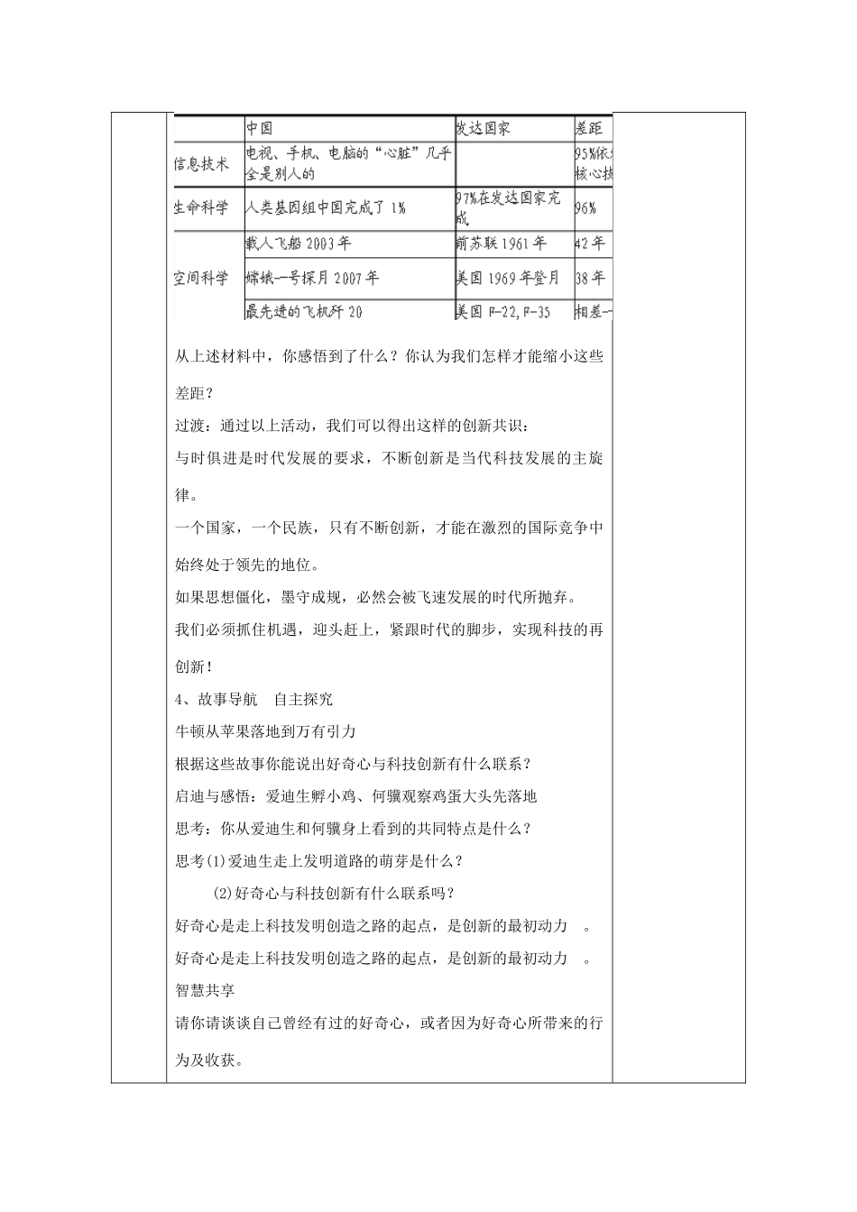 八年级政治下册 第七单元 在科技飞速发展的时代里 第15课 走创新之路（创新与科技发展）教案2 鲁人版六三制-鲁人版初中八年级下册政治教案_第3页