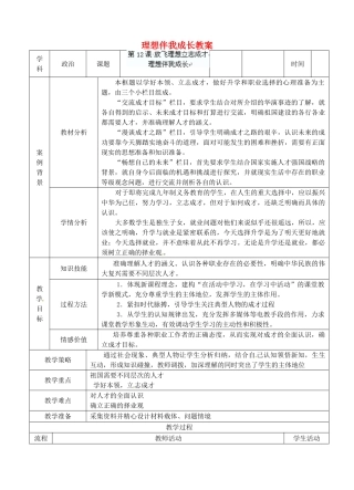 江苏省张家港市第一中学九年级政治全册 理想伴我成长教案 新人教版