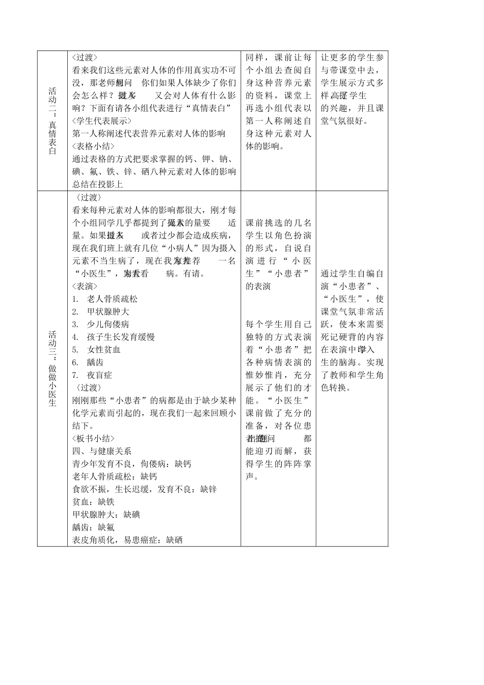 九年级化学下册 第12单元 课题2 化学元素与人体健康教案 新人教版_第3页